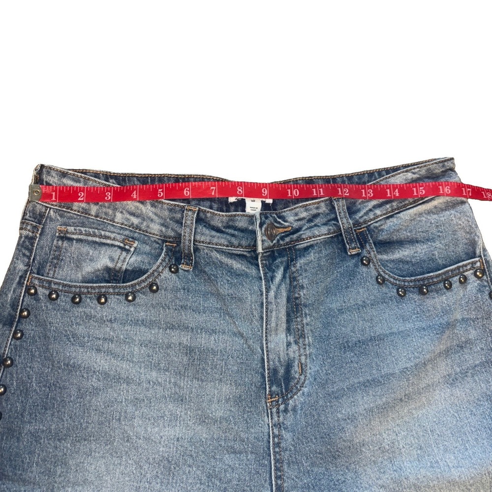 AND NOW THIS Womens Studded Wide Leg Jeans Light Wash Blue Petite 31P Denim - Picture 5 of 6